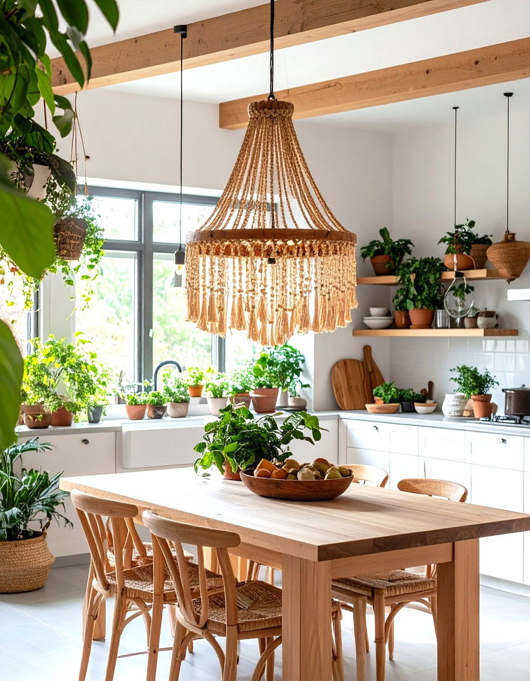 Bohemian Kitchen Flair with Beaded Chandeliers - 30 kitchen ceiling lights ideas