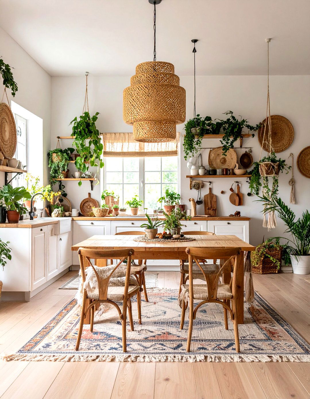 Bohemian Kitchen with Beaded Pendants - 30 kitchen island pendant lighting ideas