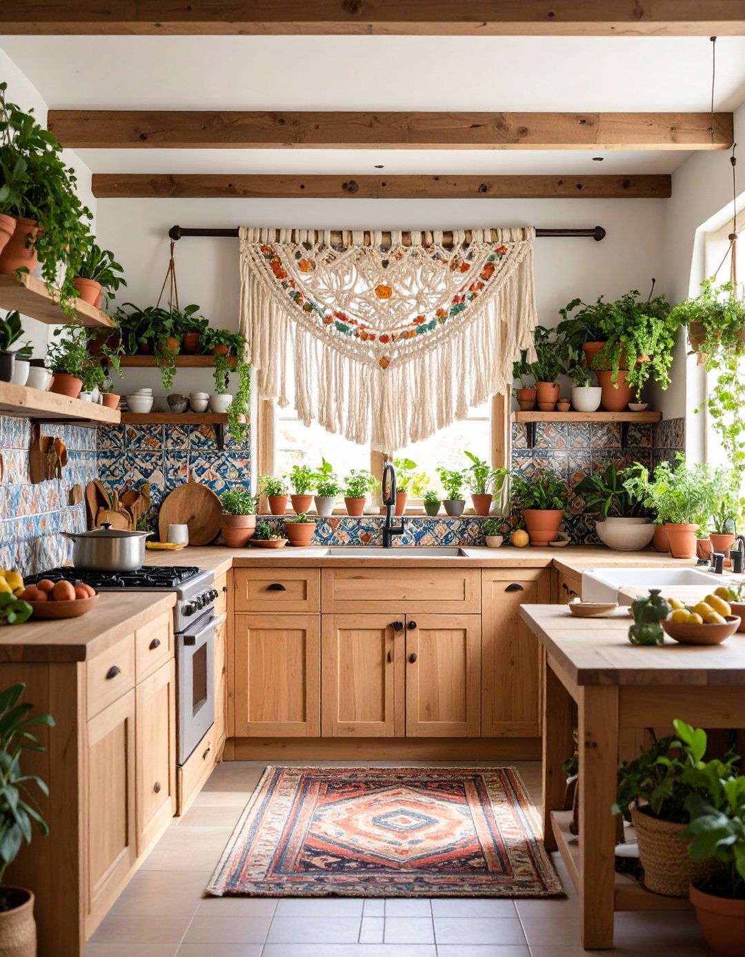 Bohemian Macrame Kitchen Valance - 30 kitchen valance ideas
