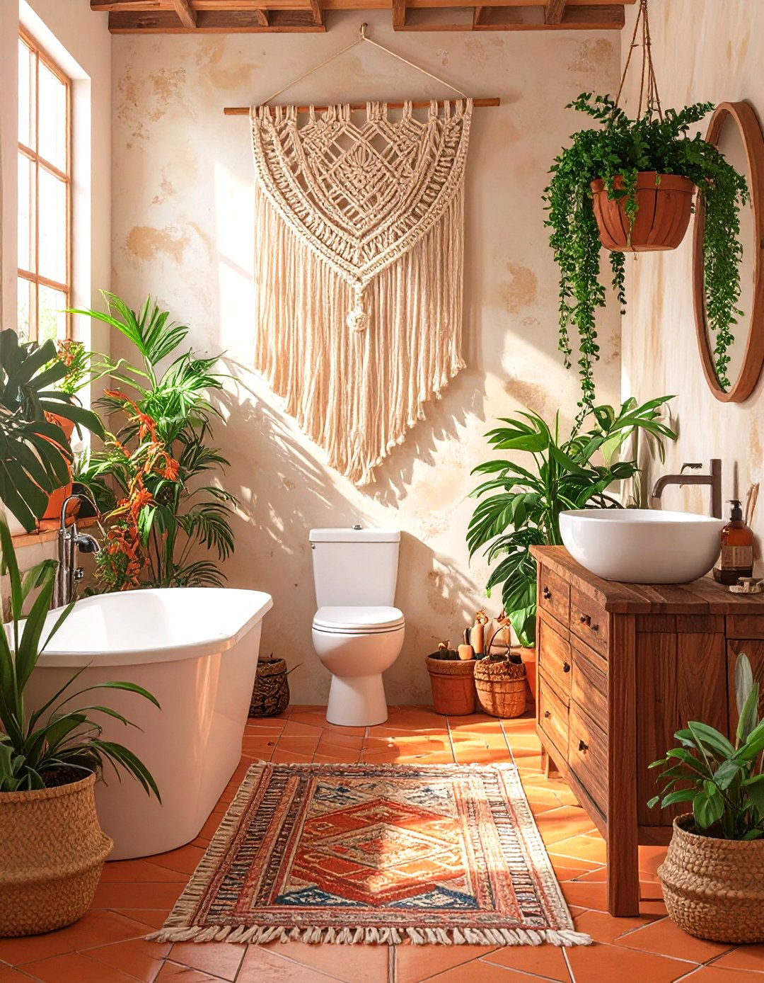 Bohemian Macrame Wall Hangings - 30 bathroom wall art ideas