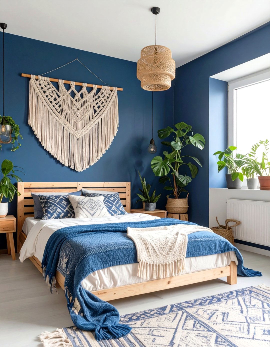 Bohemian Navy Blue Bedroom - 30 modern navy blue bedroom ideas