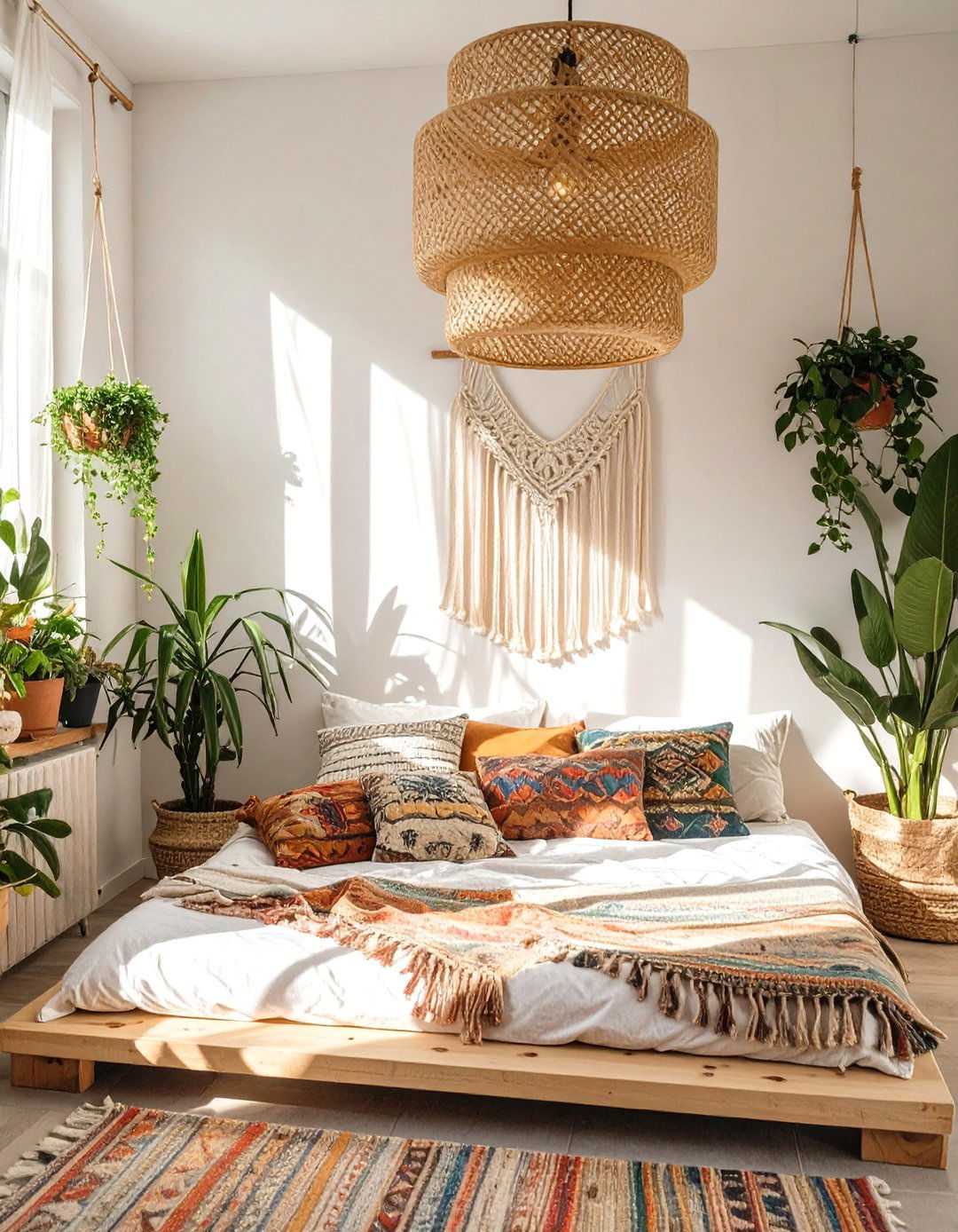 Bohemian Rattan Pendant Bedroom Light - 30 bedroom ceiling light ideas