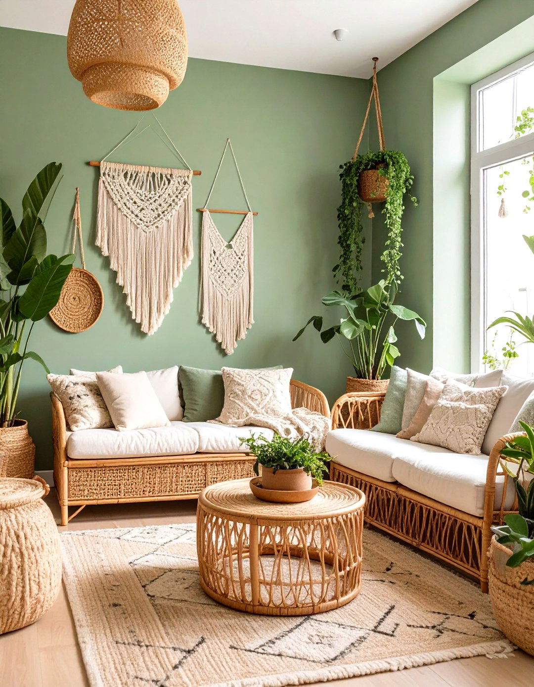 Bohemian Sage Green Living Room - 30 sage green living room ideas
