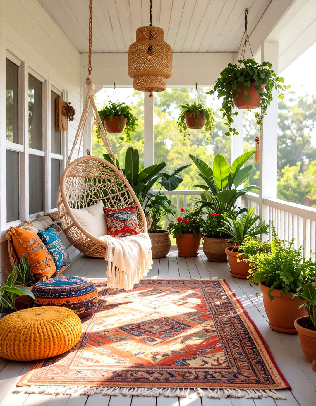 Bohemian Style Screened In Front Porch - 30 screened in front porch ideas