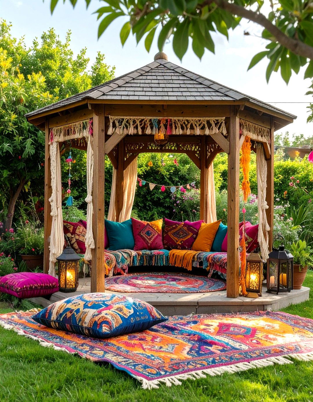Bohemian Style Small Backyard Gazebo - 30 small backyard gazebo ideas