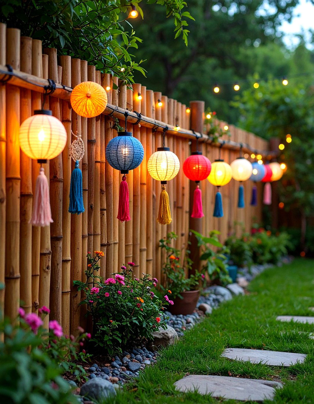 Bohemian Tassel and Macrame Patio Lights - 30 patio light ideas