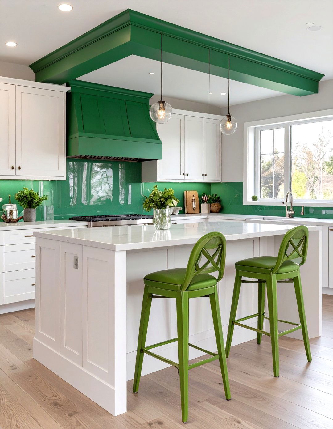 Bold Accent Color Soffit - 30 creative ideas for kitchen soffits
