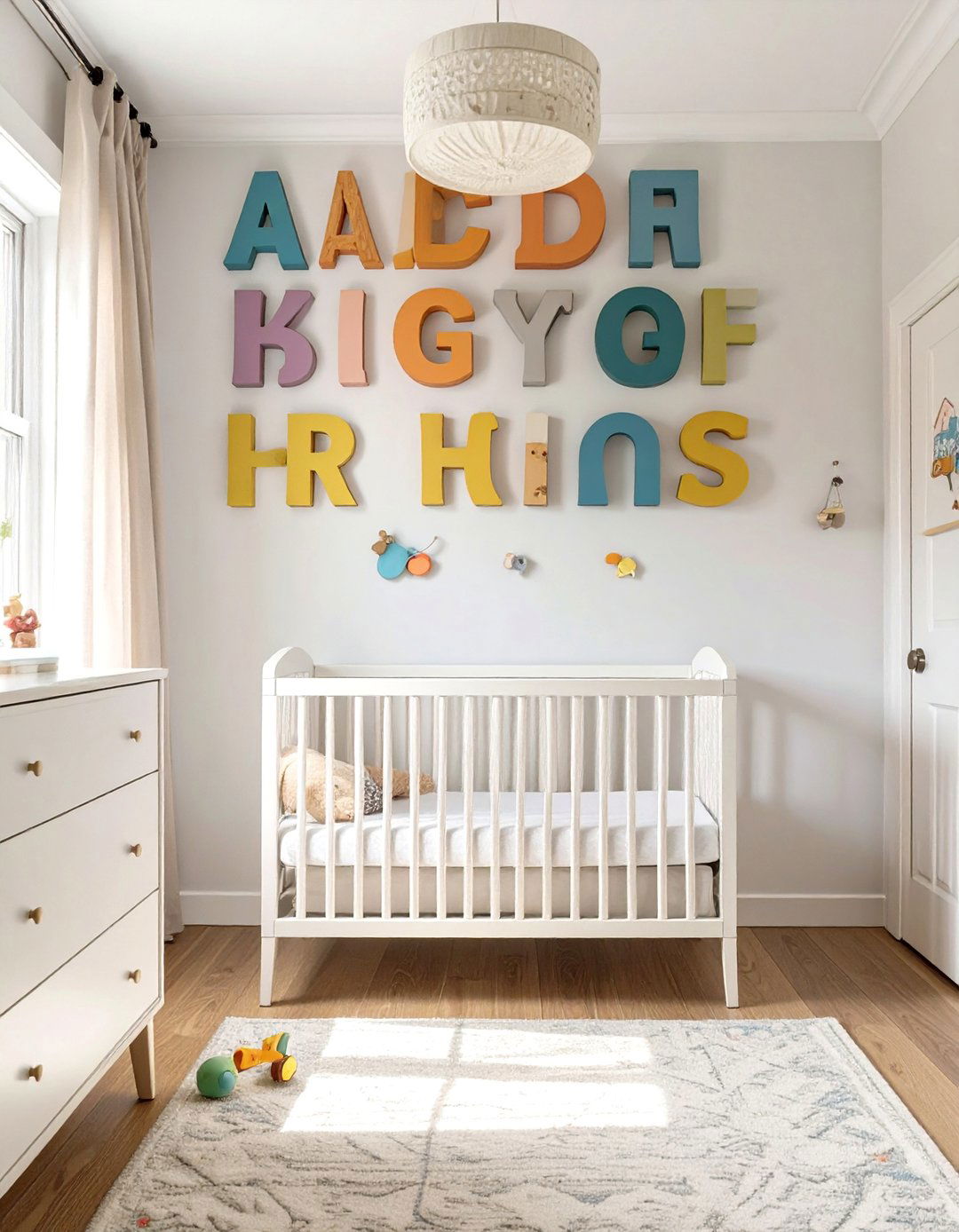 Bold Alphabet Wall Nursery - 30 baby boy nursery ideas for small rooms