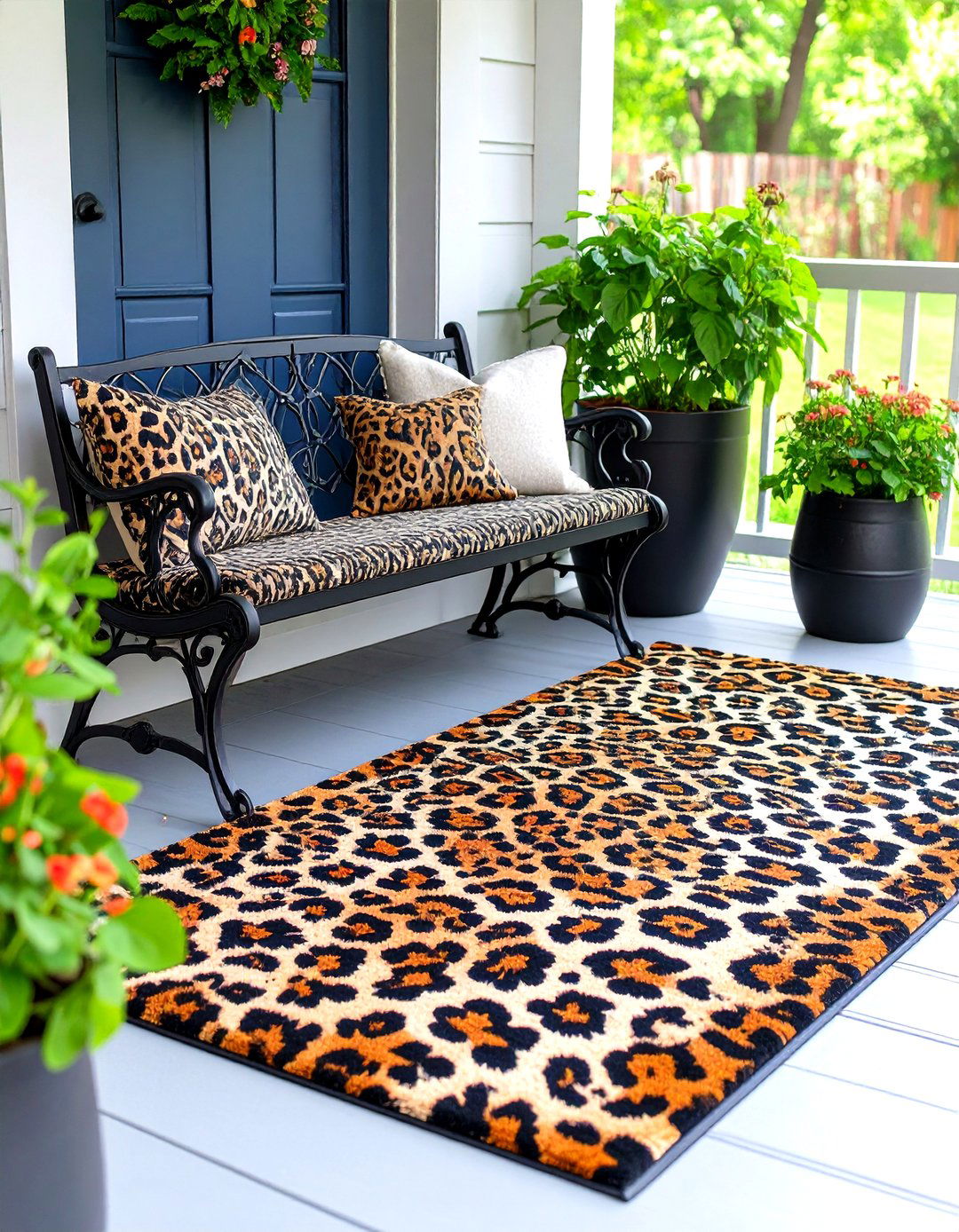 Bold Animal Print Statement Rug - 30 front porch rug ideas