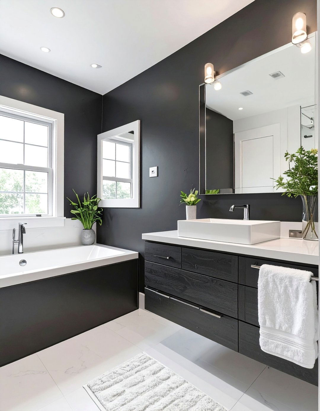 Bold Black Accent Bathroom - 30 bathroom painting ideas