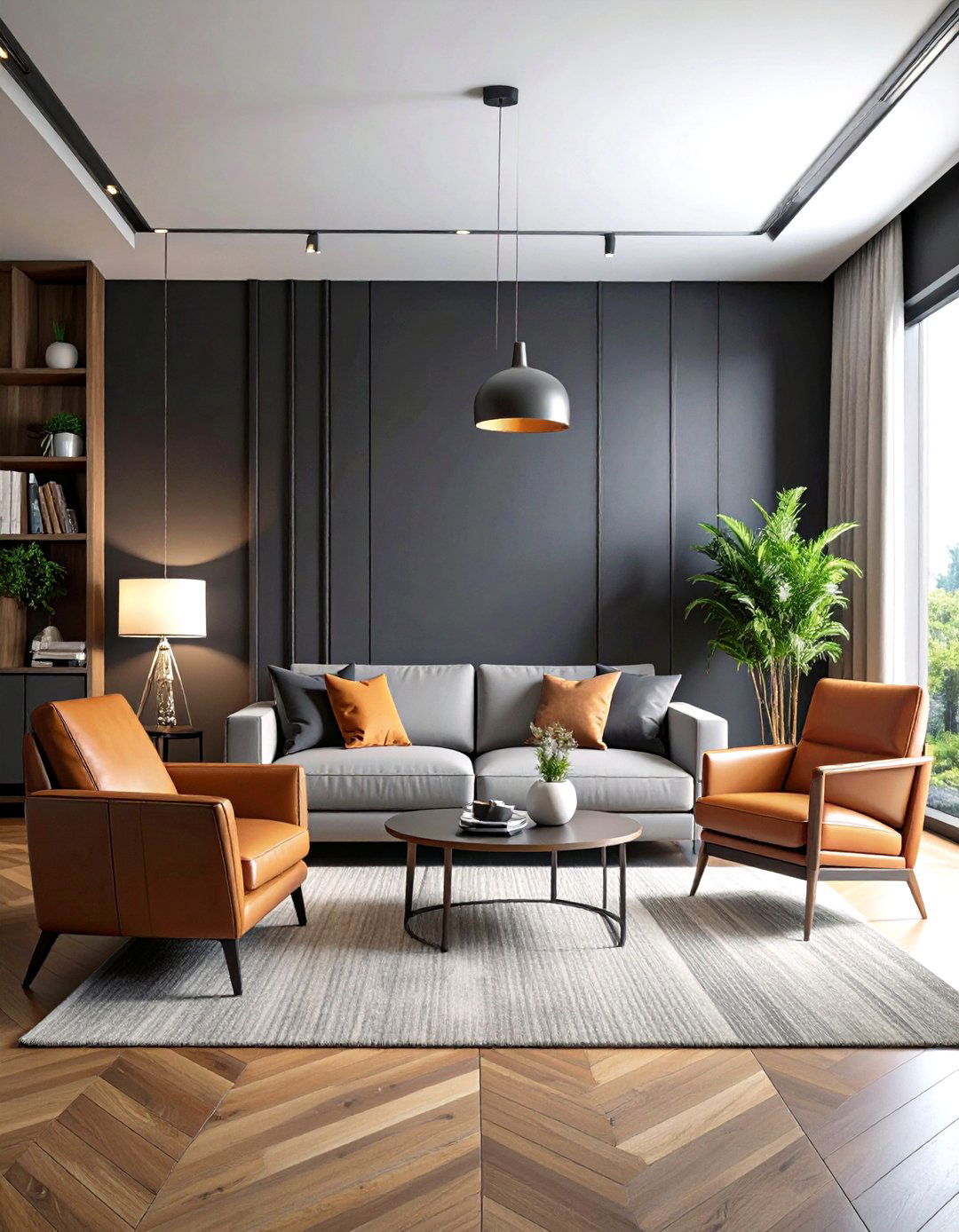 Bold Black Accent Wall In A Modern Living Room - 30 living room paint ideas with accent wall