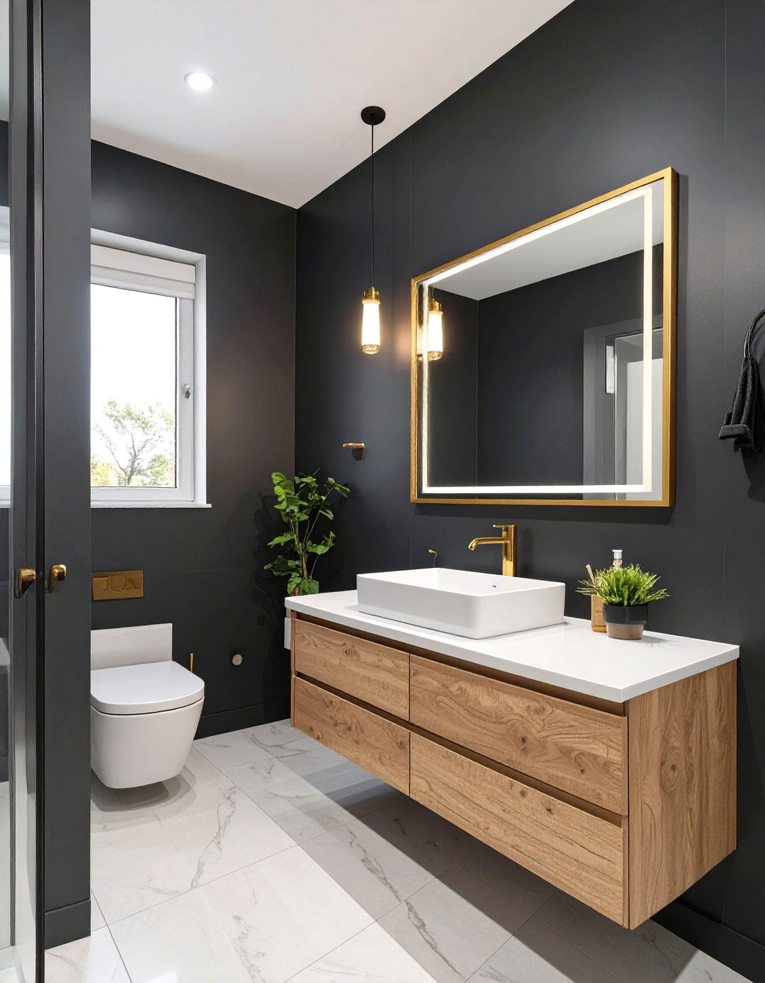 Bold Black Bathroom Accent Wall - 30 bathroom painting ideas photos