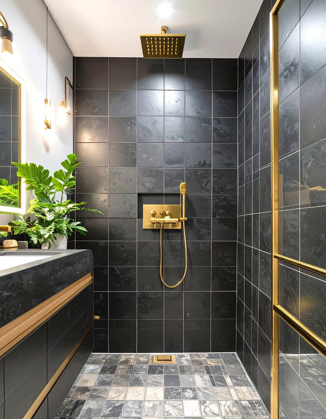 Bold Black Matte Shower Wall Tile - 30 shower wall tile ideas