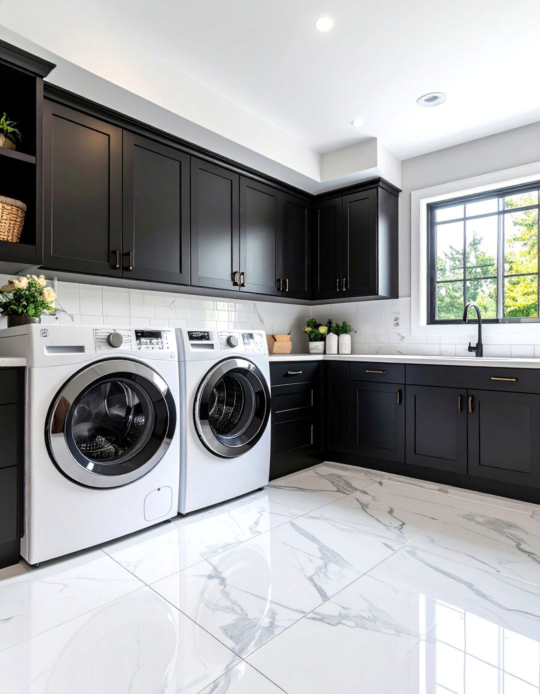 Bold Black and White Laundry Room - 30 laundry room color ideas