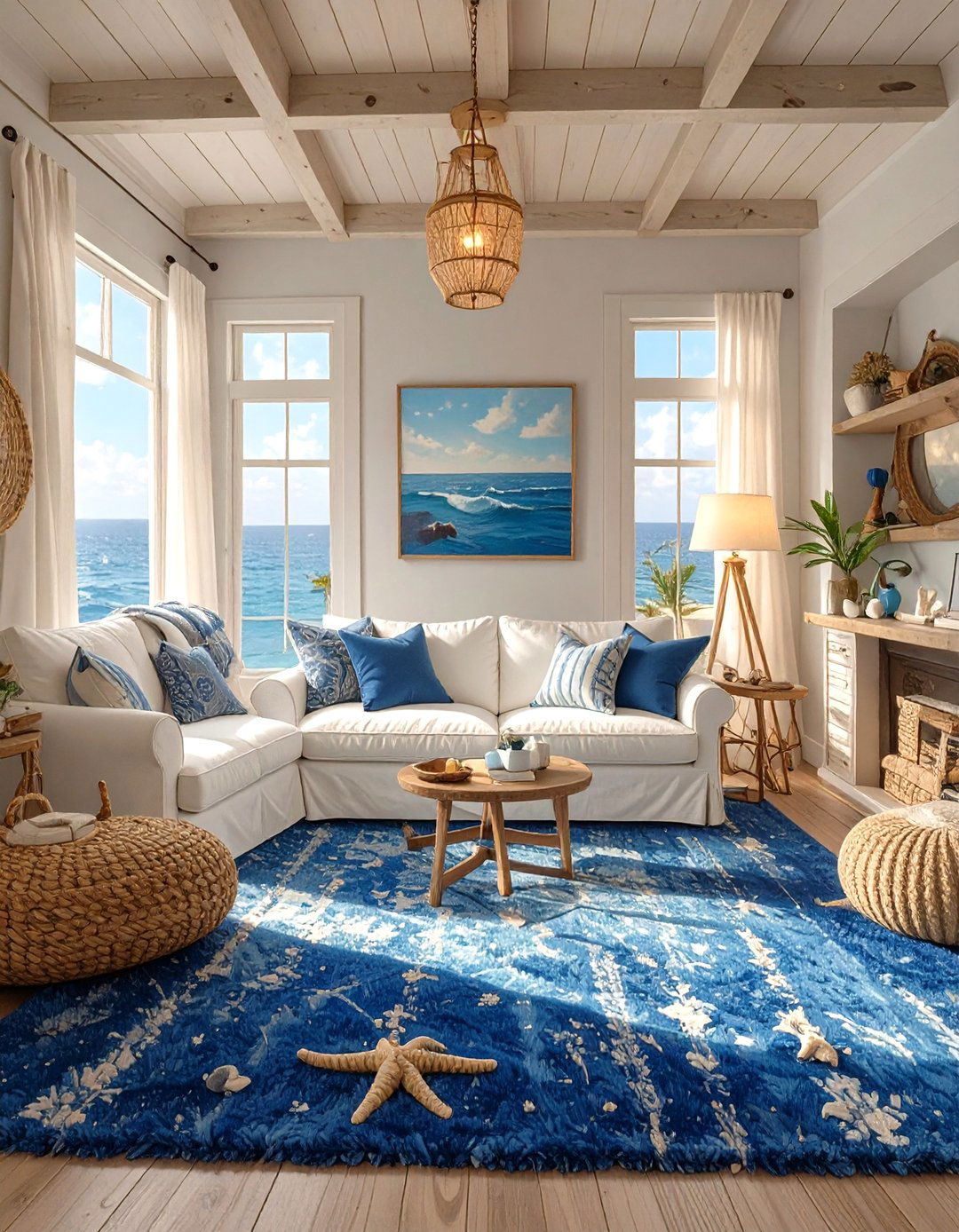 Bold Blue Carpet for a Coastal Inspired Escape - 30 basement carpet ideas