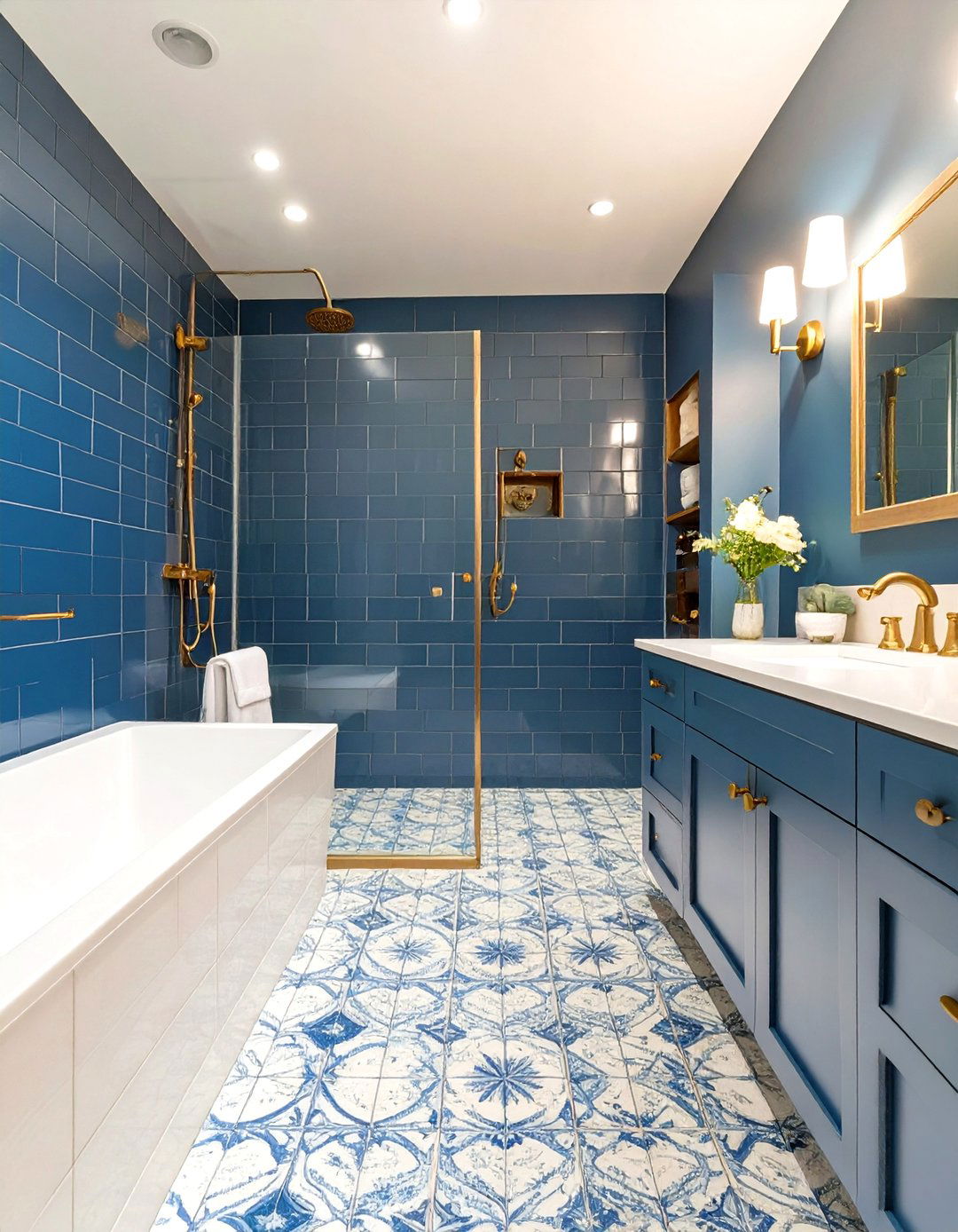 Bold Blue Master Bathroom Tiles - 30 master bathroom tile ideas