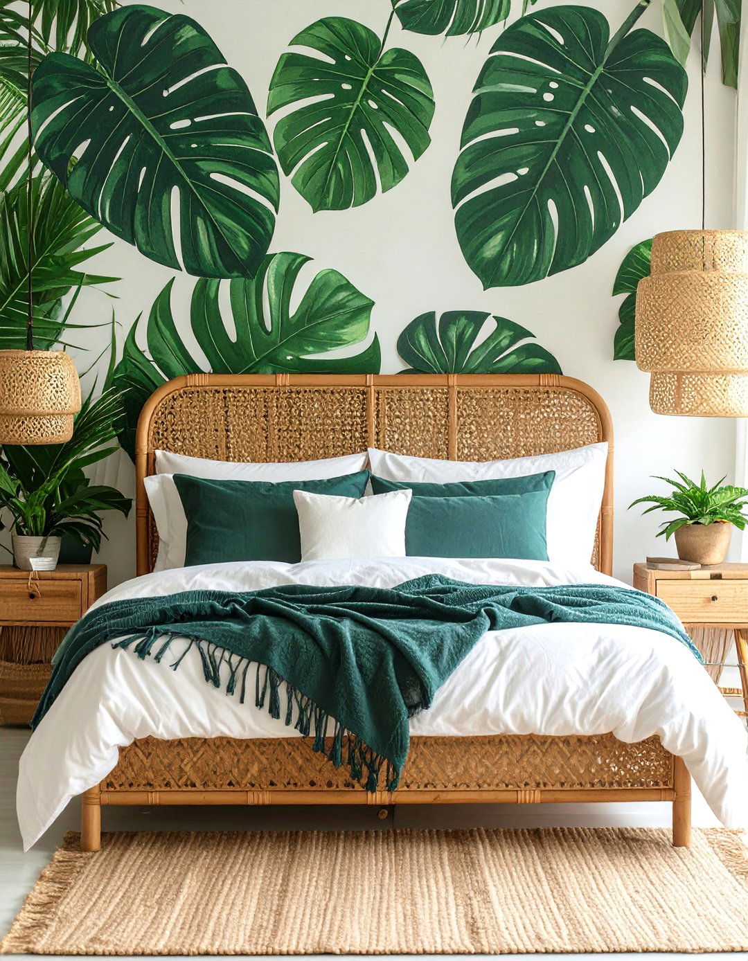 Bold Botanical Print Wallpaper - 30 accent wall ideas for bedroom