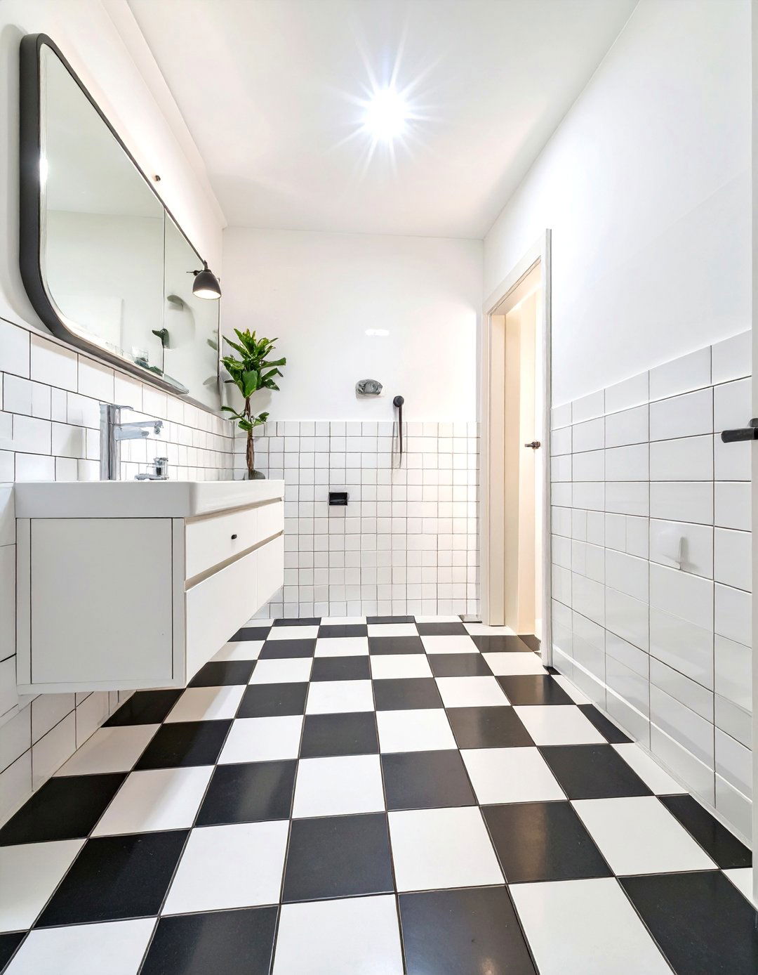 Bold Checkerboard Floor Tiles - 30 small bathroom floor tile ideas