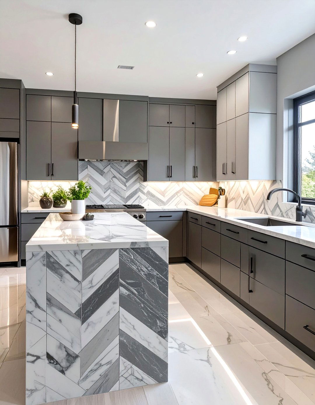 Bold Chevron Pattern Kitchen Backsplash - 30 backsplash kitchen ideas