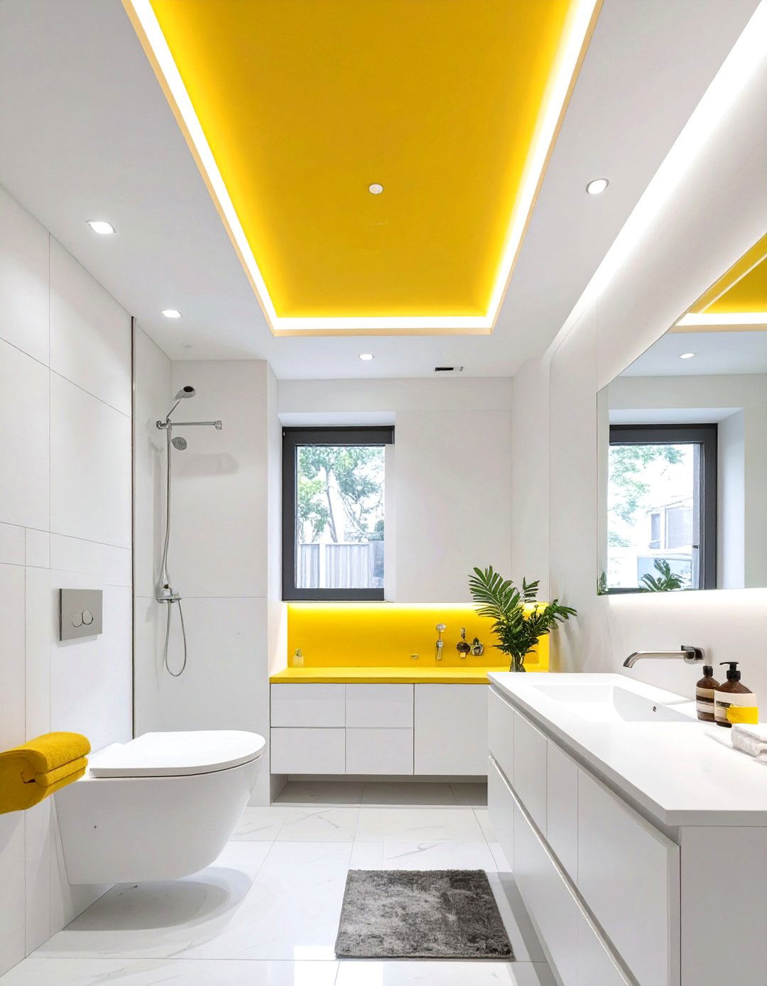 Bold Color Block Bathroom Ceiling - 30 bathroom ceiling ideas
