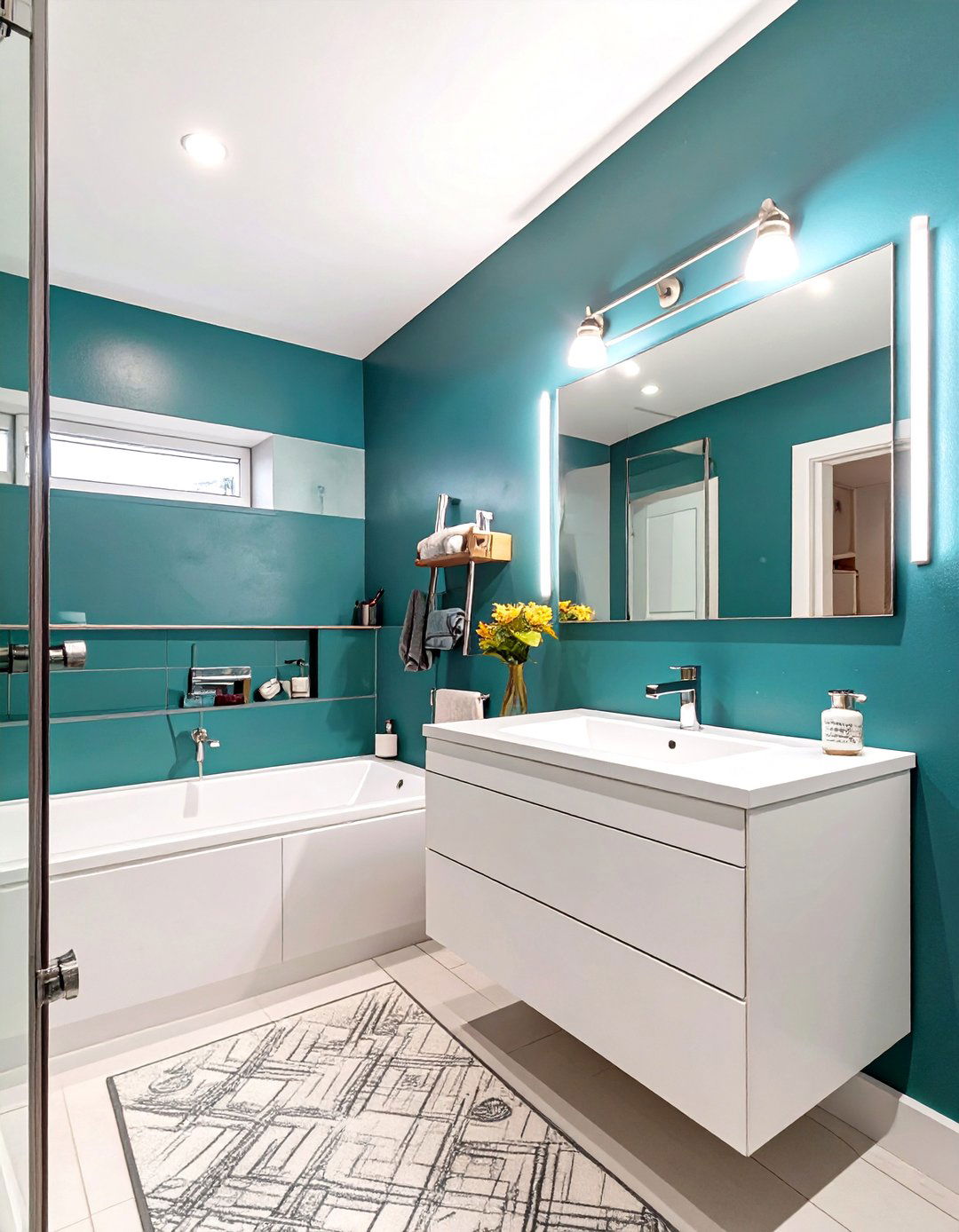 Bold Color Blocked Apartment Bathroom - 30 apartment bathroom ideas