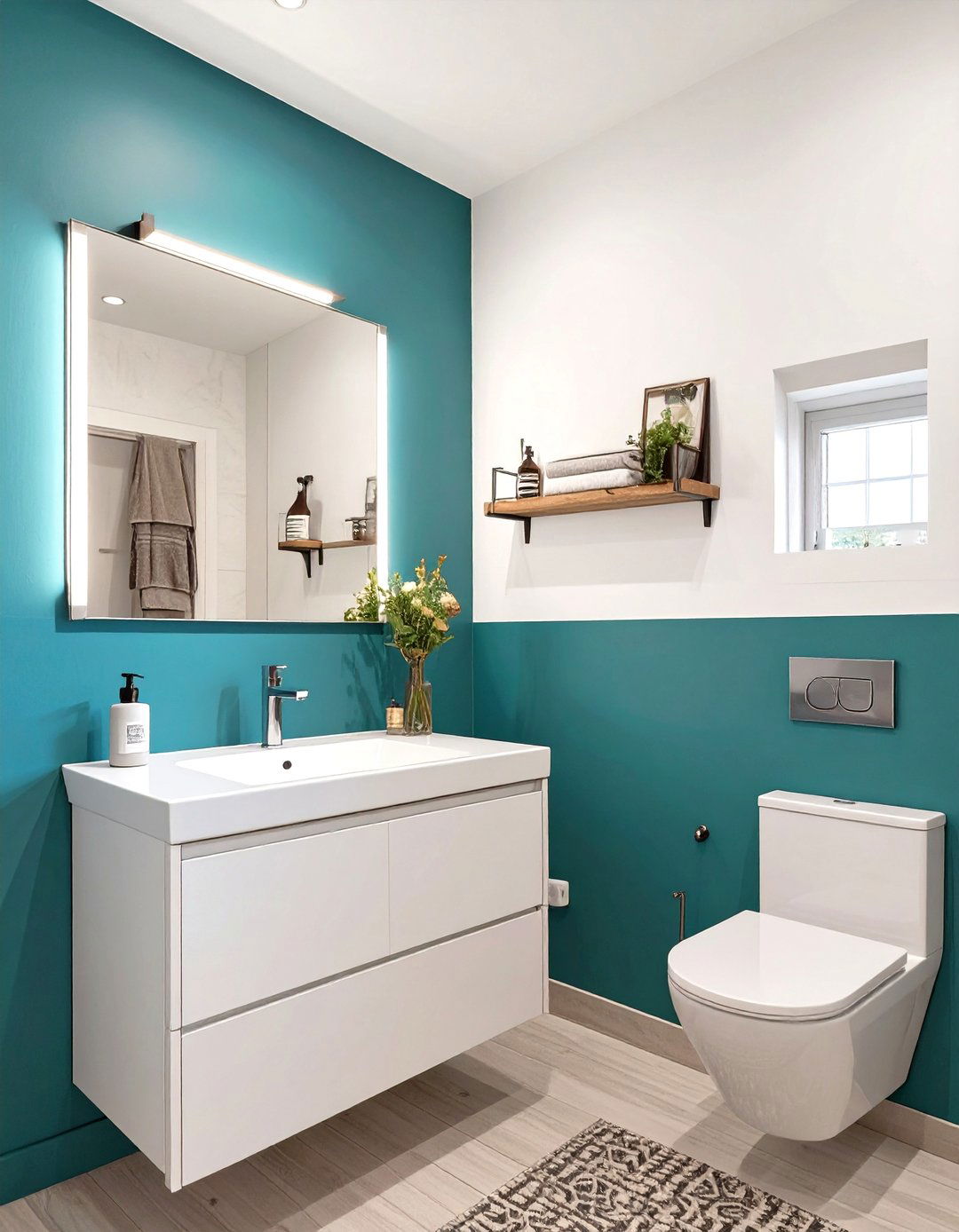 Bold Color Blocking Half Bathroom - 30 half bathroom remodel ideas