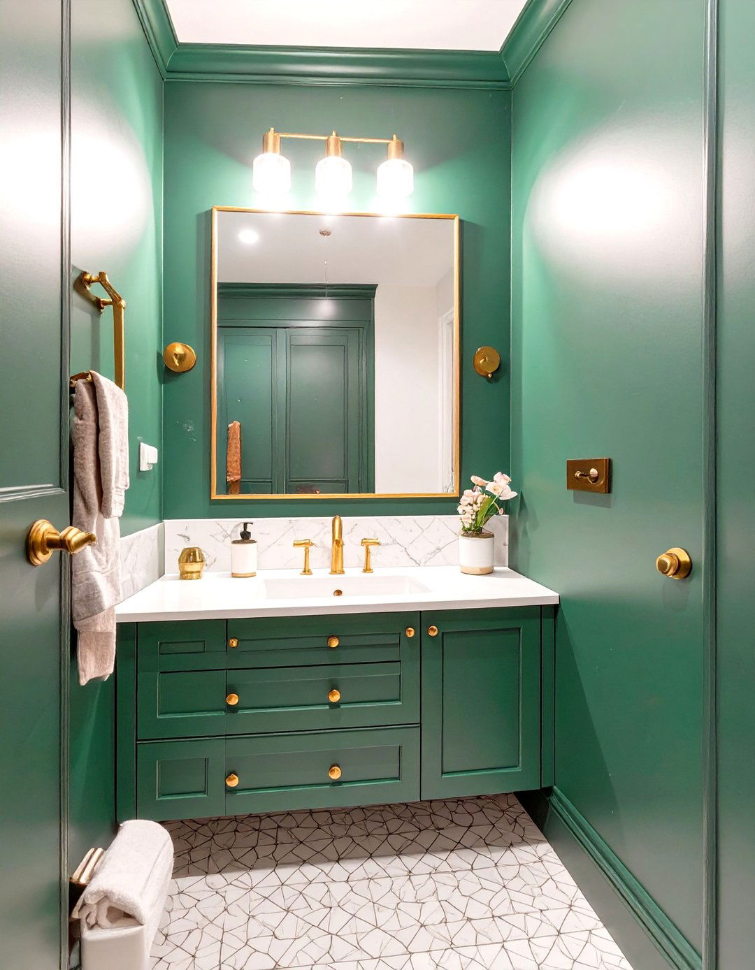 Bold Color Drenching Half Bathroom - 30 modern half bathroom ideas