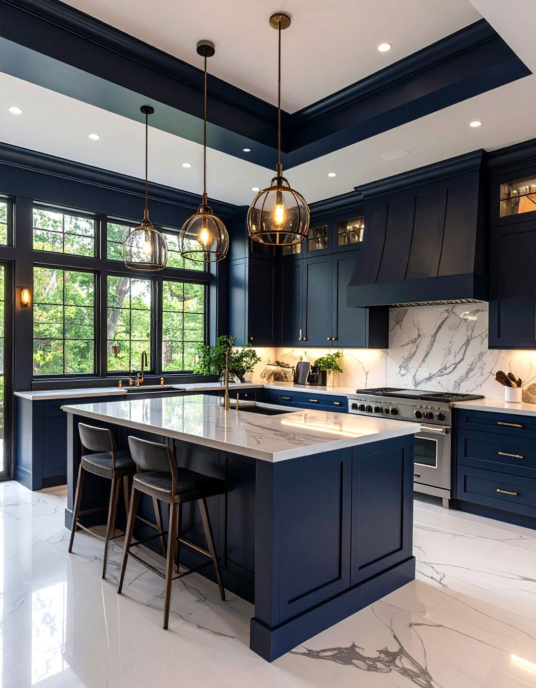 Bold Contrast with a Dark Color - 30 kitchen soffit ideas