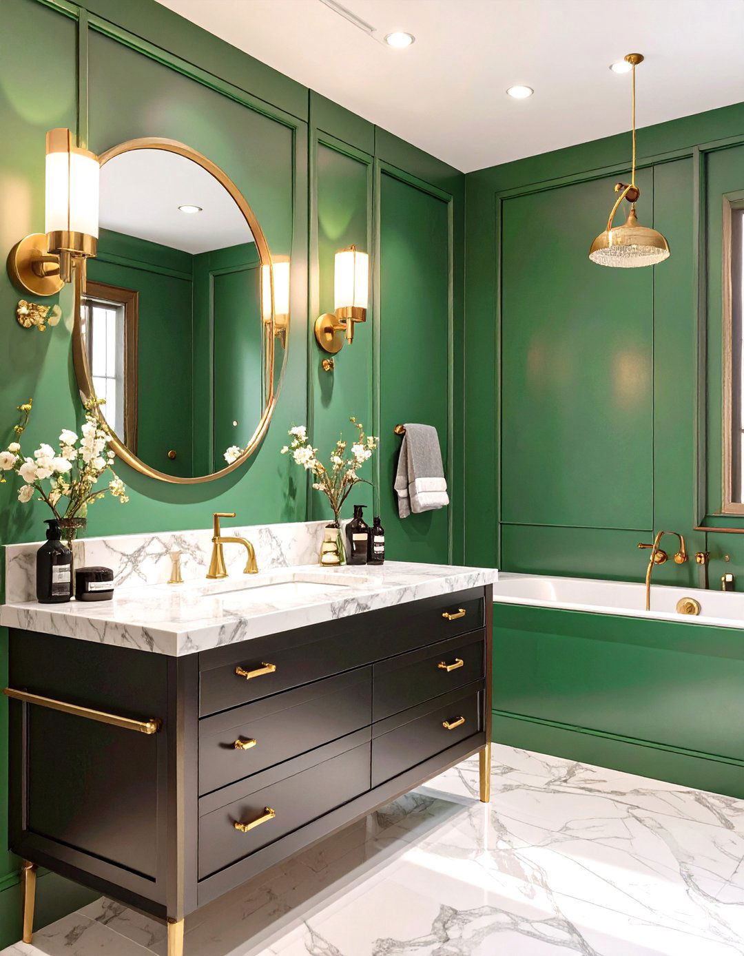 Bold Emerald Green Bathroom - 30 bathroom wall paint ideas