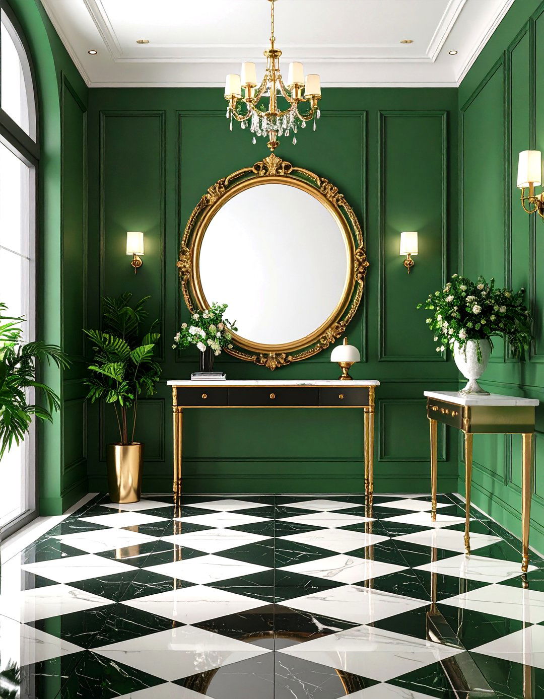 Bold Emerald Green entryway - 30 interior paint color ideas