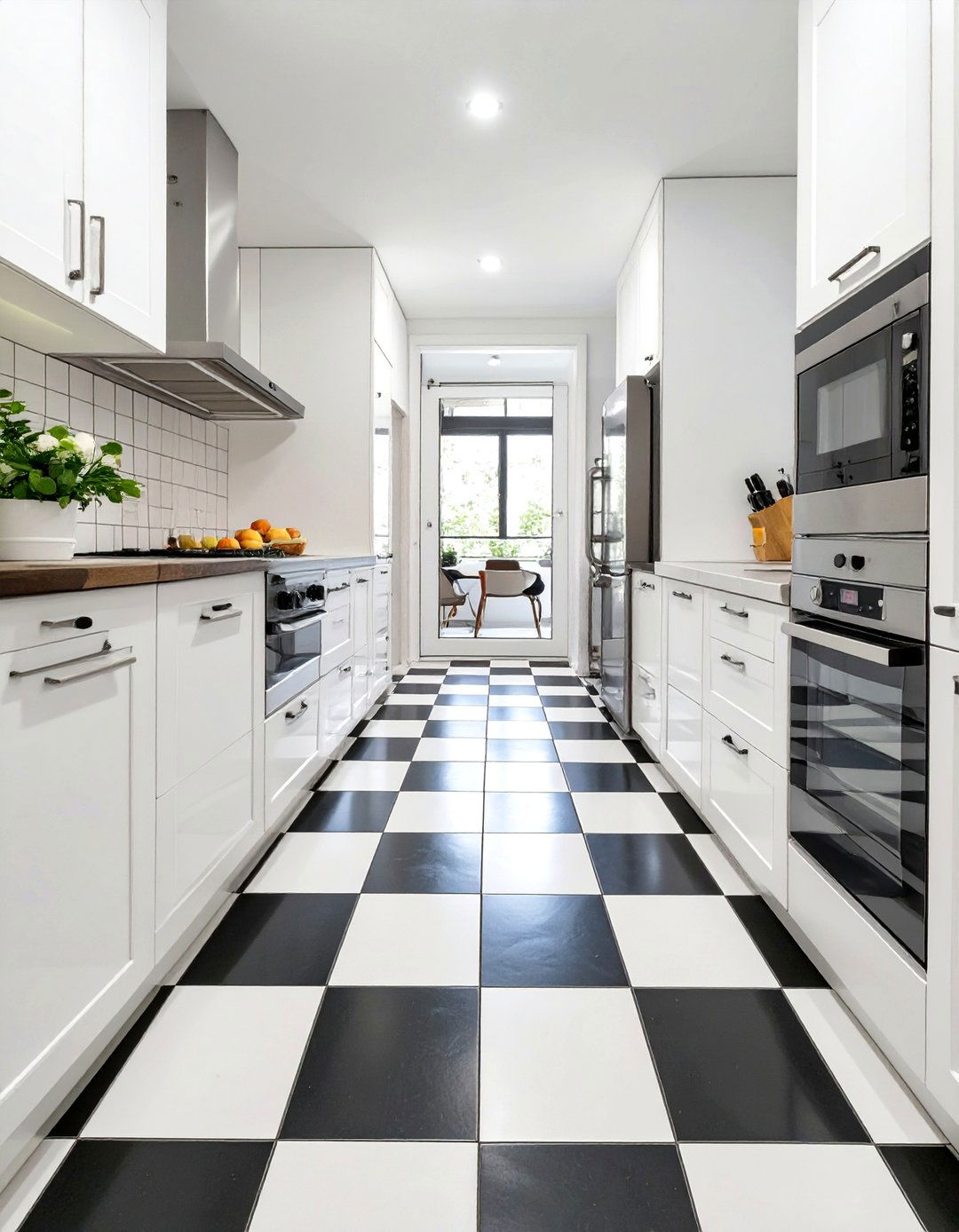 Bold Floor Pattern Kitchen - 30 narrow kitchen ideas