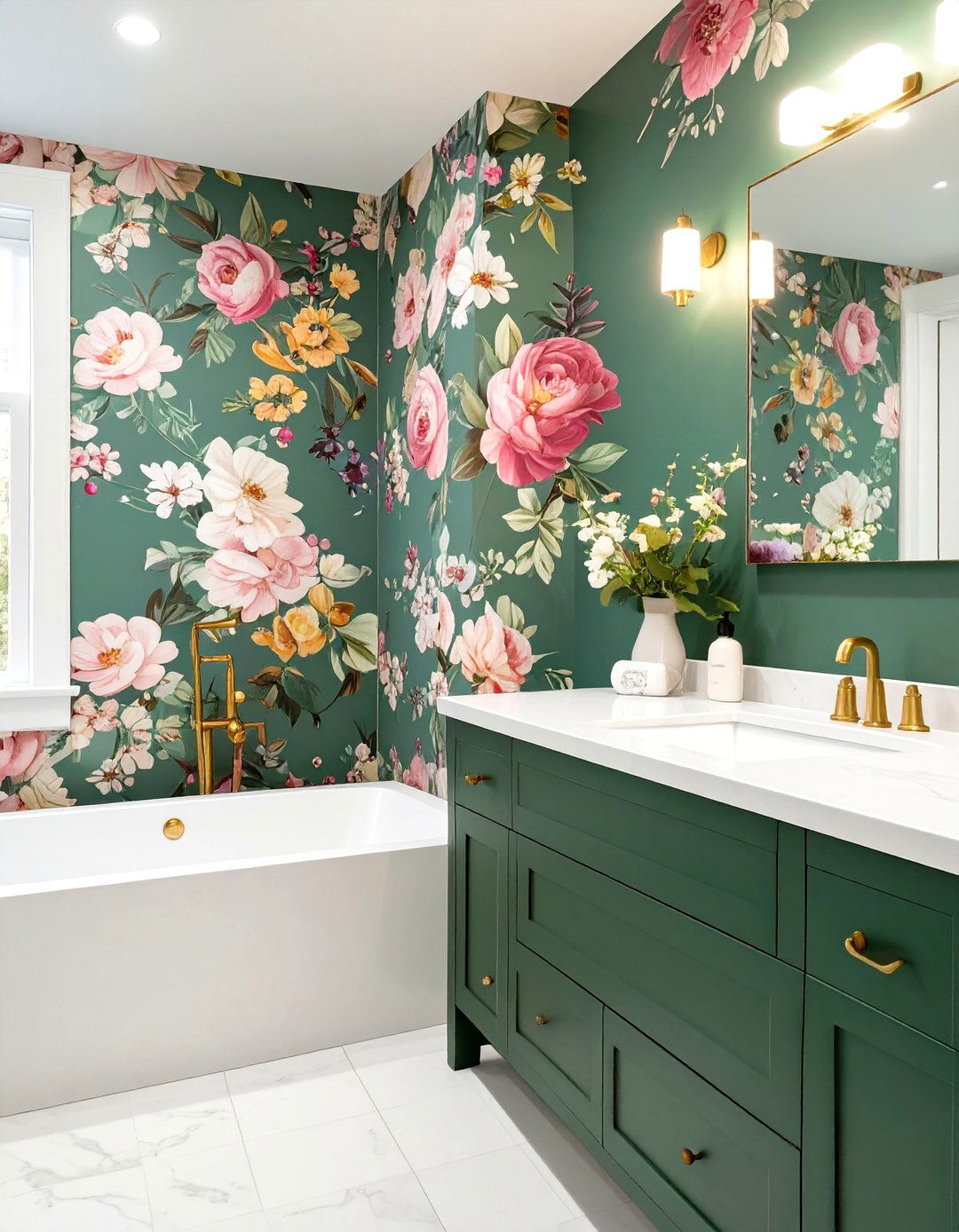 Bold Florals Bathroom - 30 girls bathroom ideas