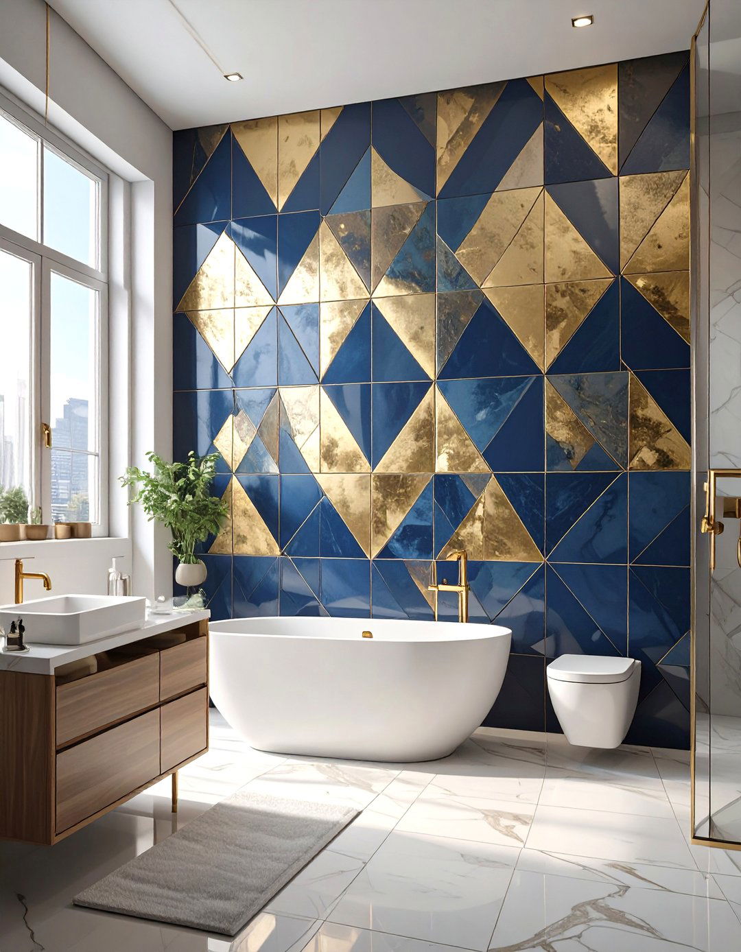 Bold Geometric Bathroom Tile Patterns - 30 bathroom tile paint ideas