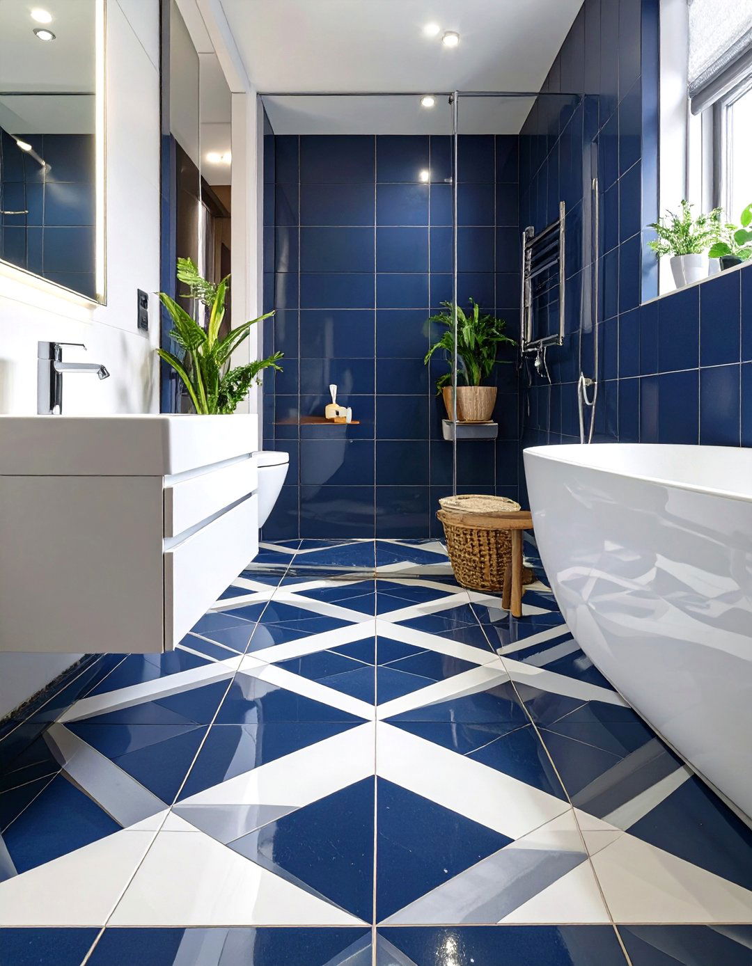 Bold Geometric Graphic Tiles - 30 tile ideas for bathroom