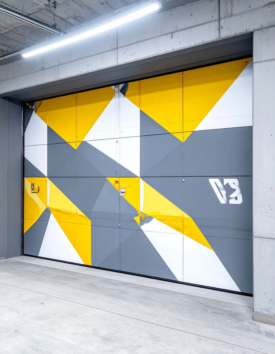 Bold Geometric Paint Design - 30 cheap garage wall ideas