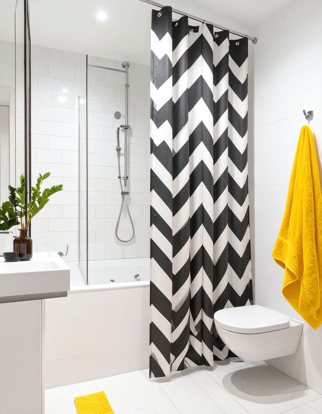 Bold Geometric Pattern Bathroom - 30 bathroom shower curtain ideas