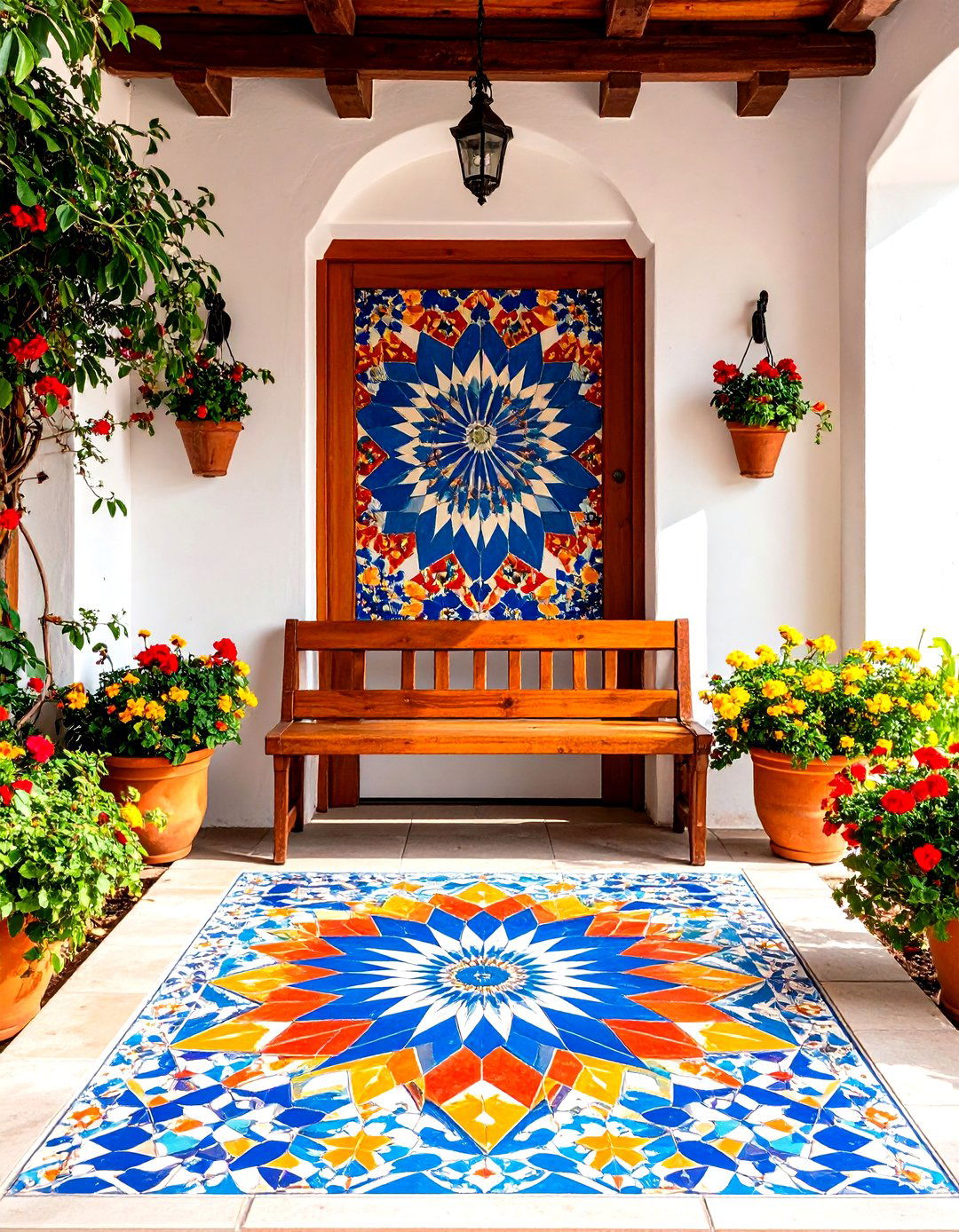 Bold Geometric Patterned Cement Tile Entryway Flooring - 30 entryway flooring ideas