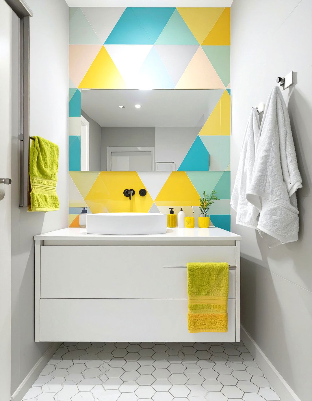 Bold Geometric Patterns Bathroom - 30 kids bathroom ideas