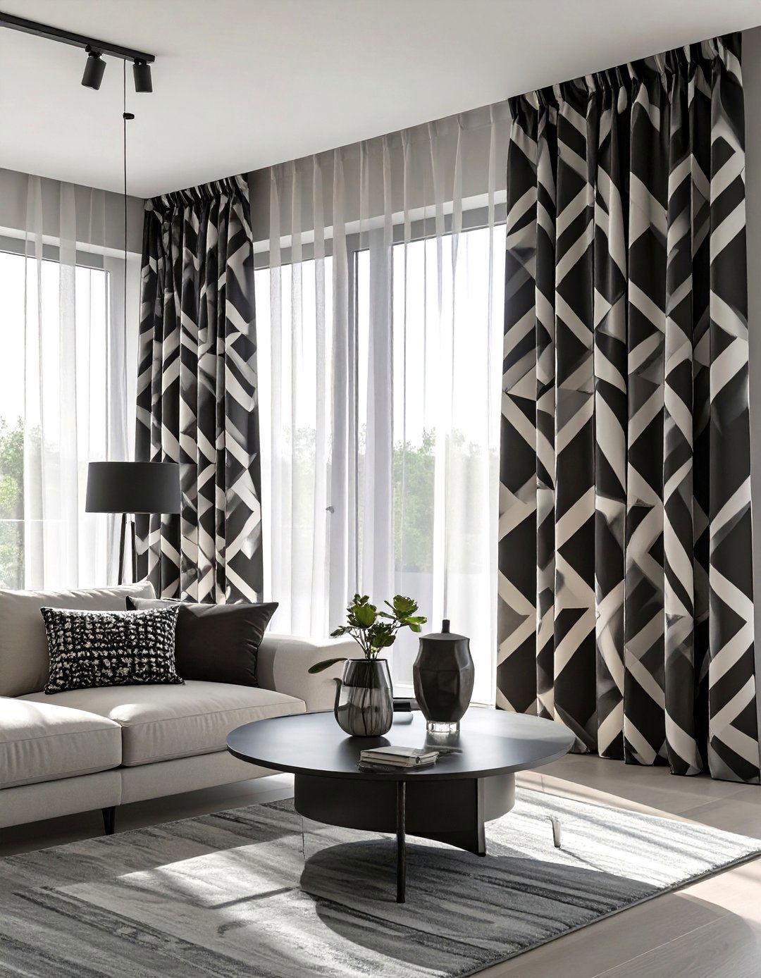 Bold Geometric Patterns for a Modern Vibe - 30 curtains for living room ideas