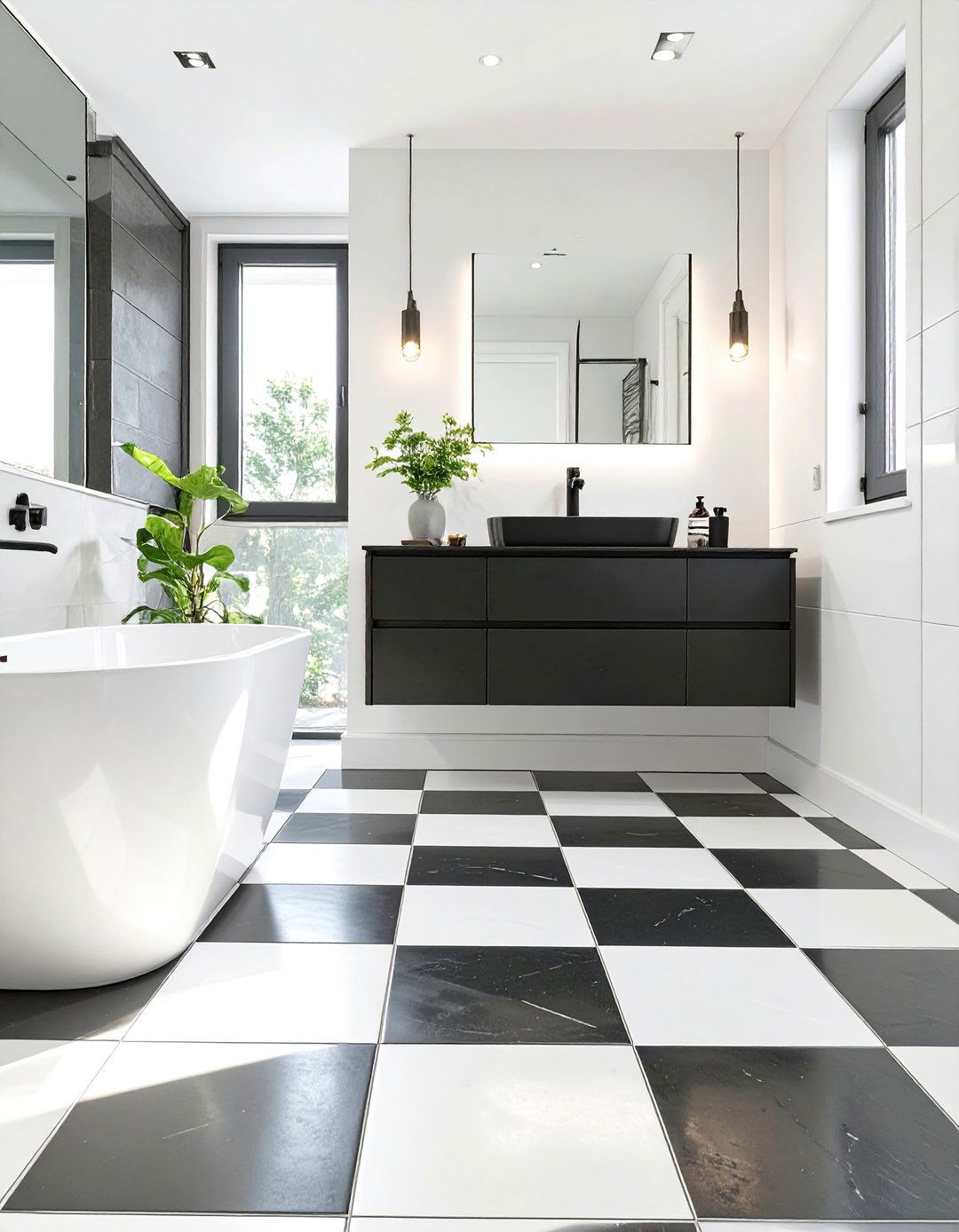 Bold Geometric Tile Bathroom - 30 mens bathroom ideas