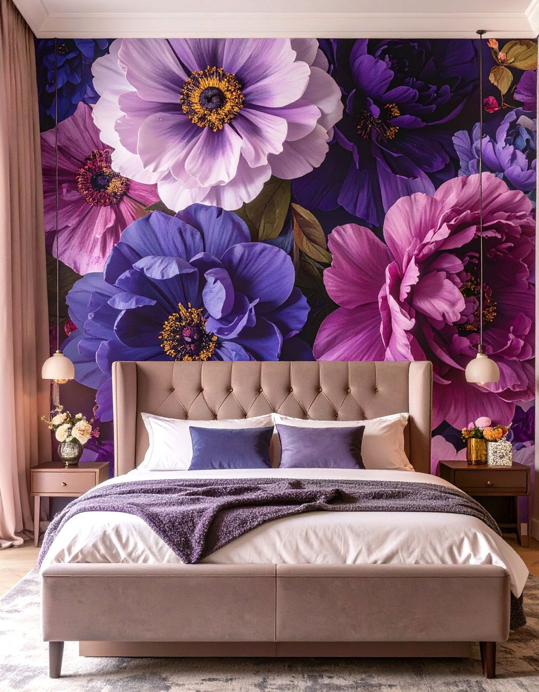 Bold Large Scale Floral Wallpaper - 30 glam interior design ideas