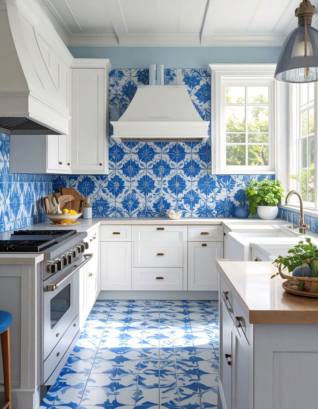 Bold Patterned Cement Tile Kitchen Backsplash - 30 backsplash ideas for white kitchen