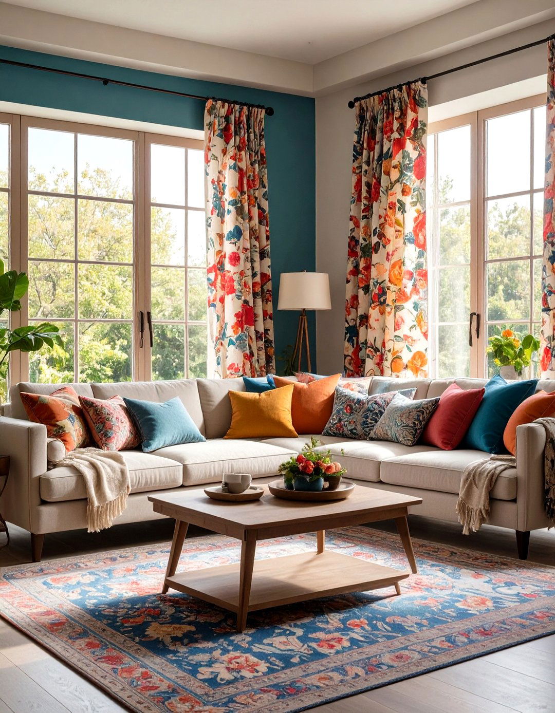 Bold Patterned Drapes as a Focal Point - 30 living room window treatment ideas