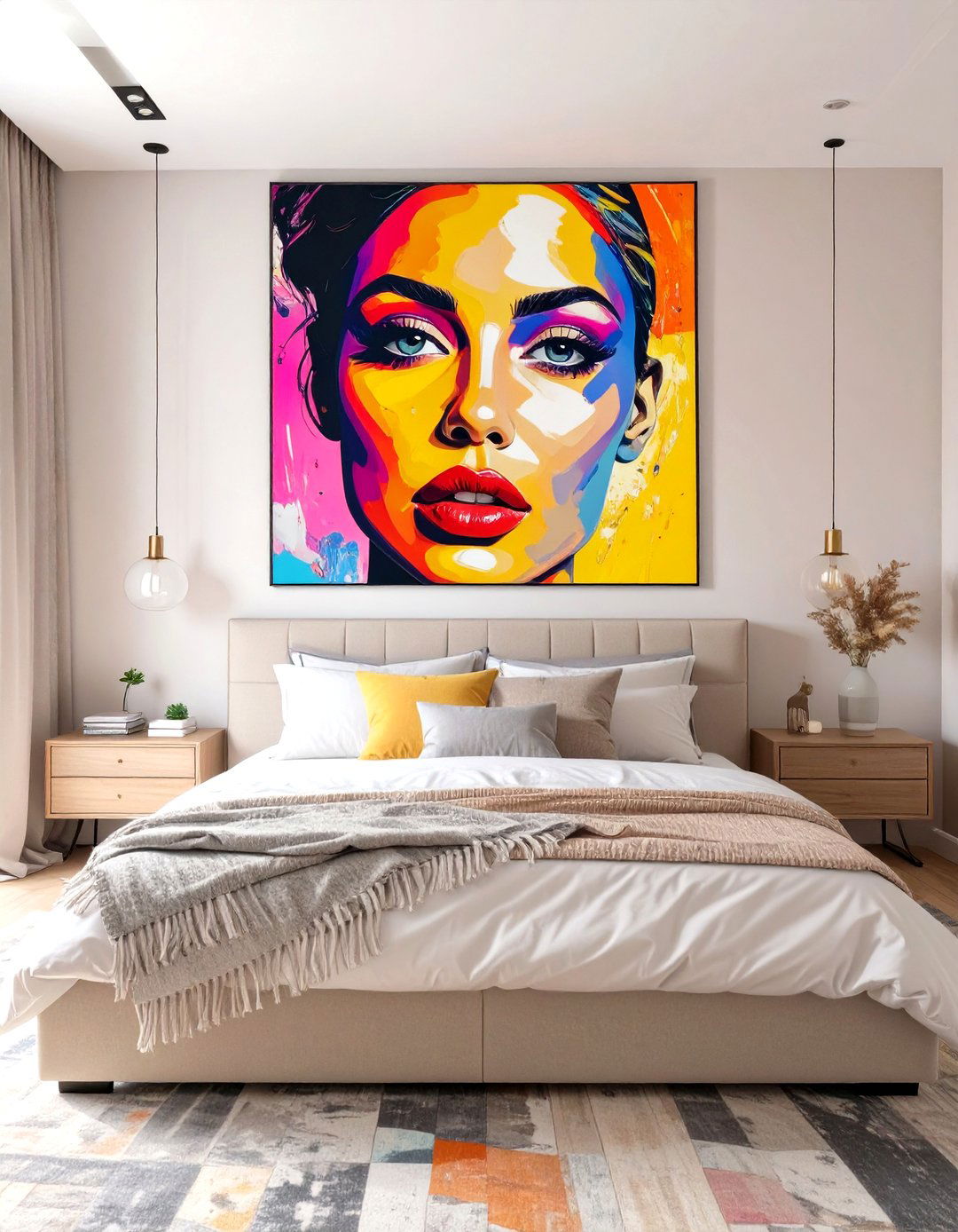 Bold Pop Art Portrait Bedroom - 30 master bedroom pictures above bed ideas