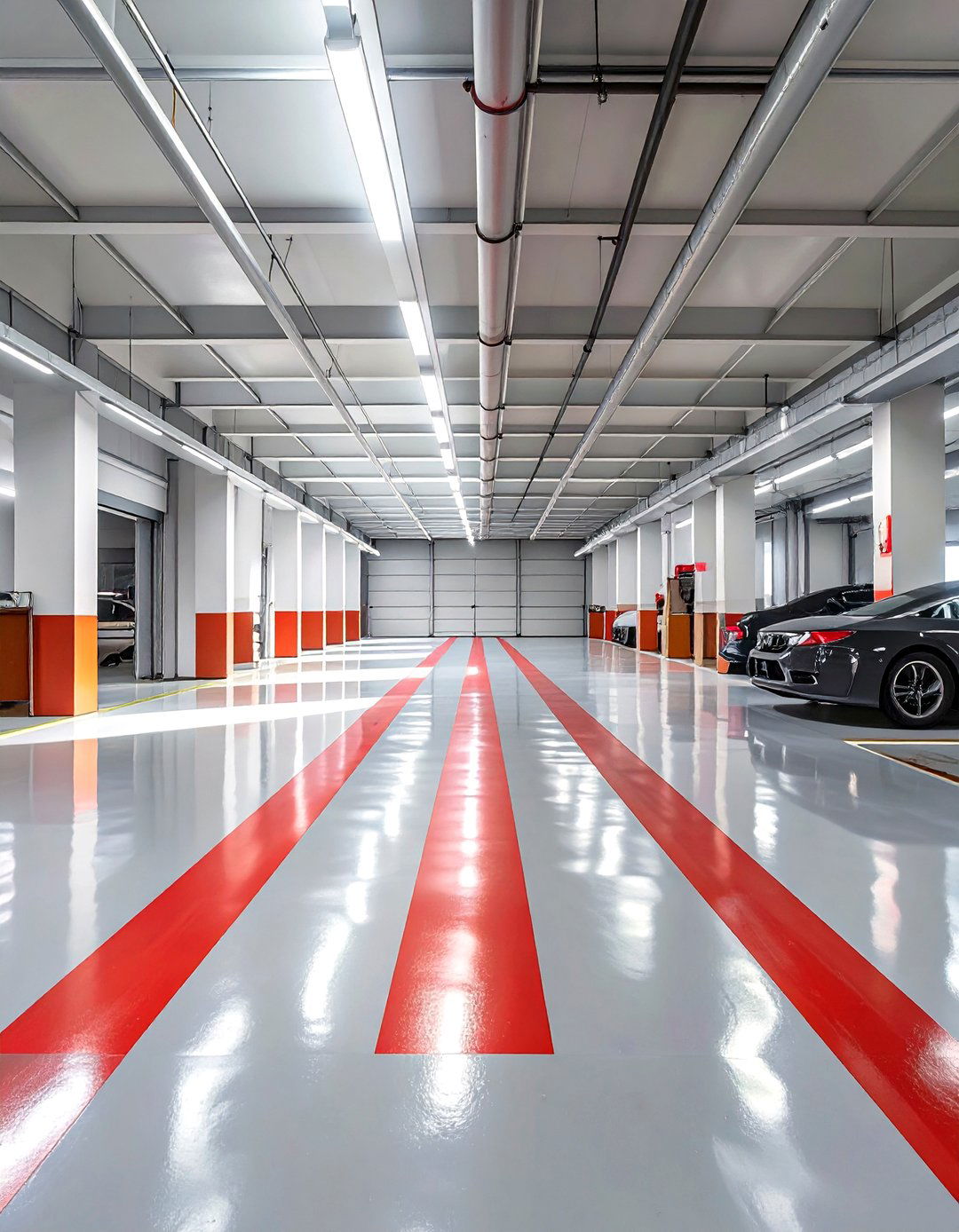 Bold Racing Stripe Garage Floor - 30 garage floor paint ideas