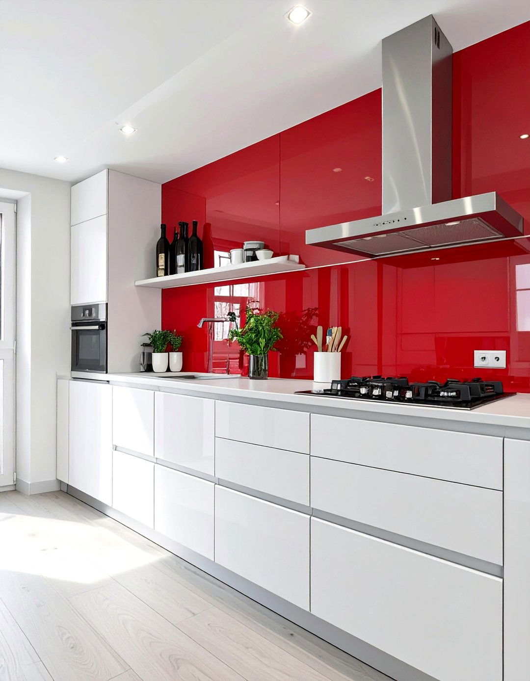 Bold Solid Color Laminate Backsplash - 30 cheap backsplash ideas
