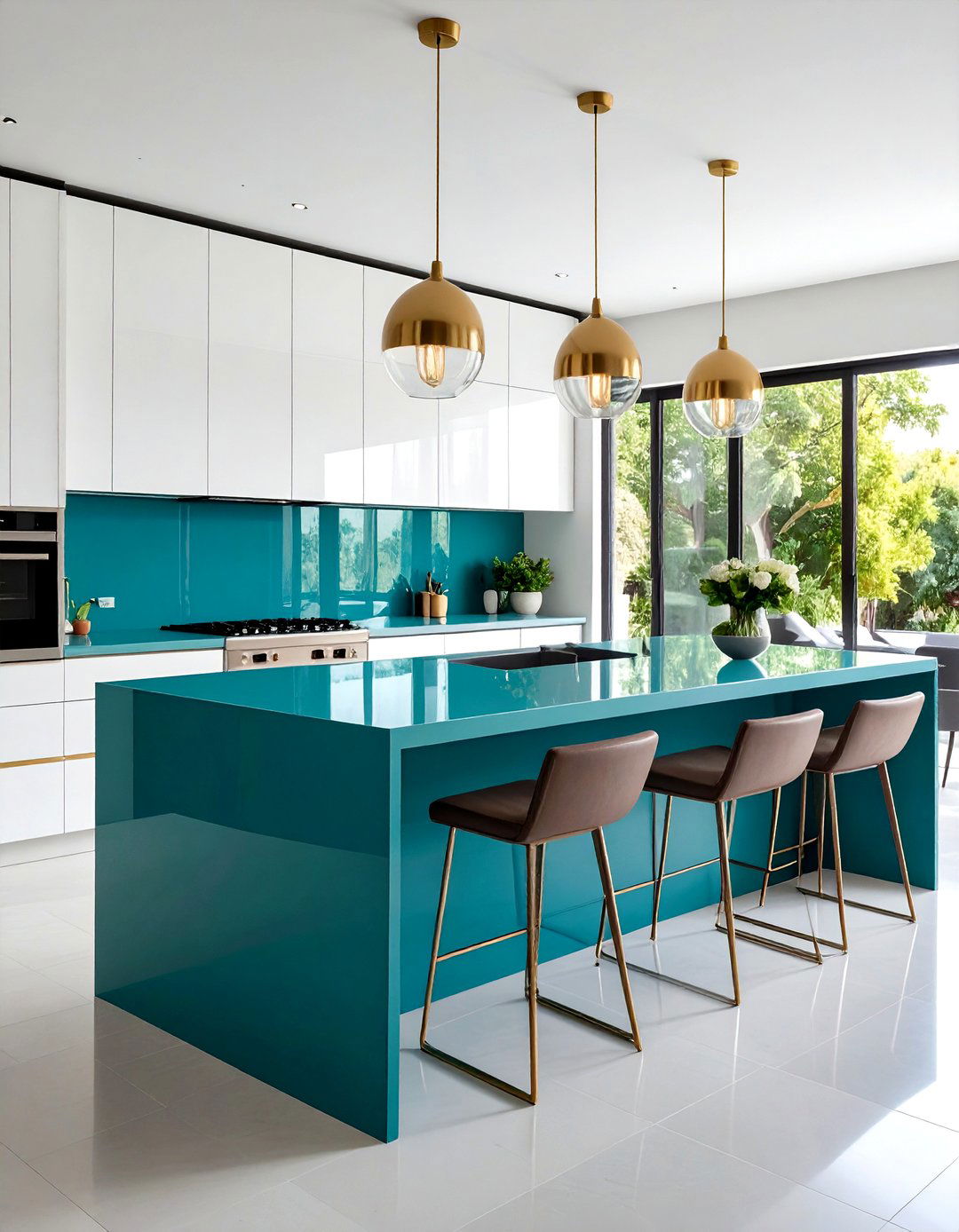 Bold Solid Color Slab Kitchen - 30 kitchen backsplash tile ideas