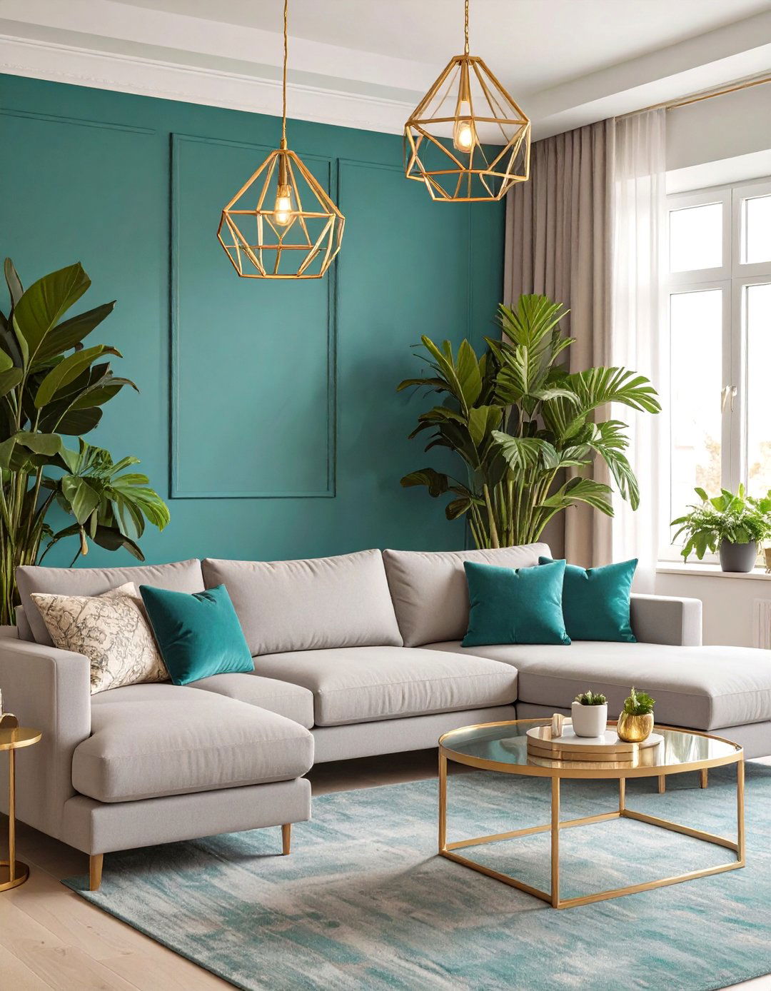 Bold Teal Living Room - 30 color ideas for living room
