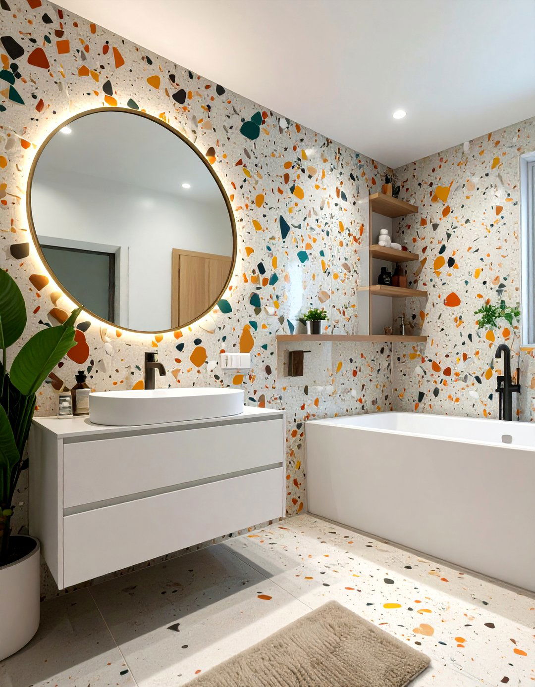 Bold Terrazzo Tile Bathroom - 30 bathroom wall tile ideas