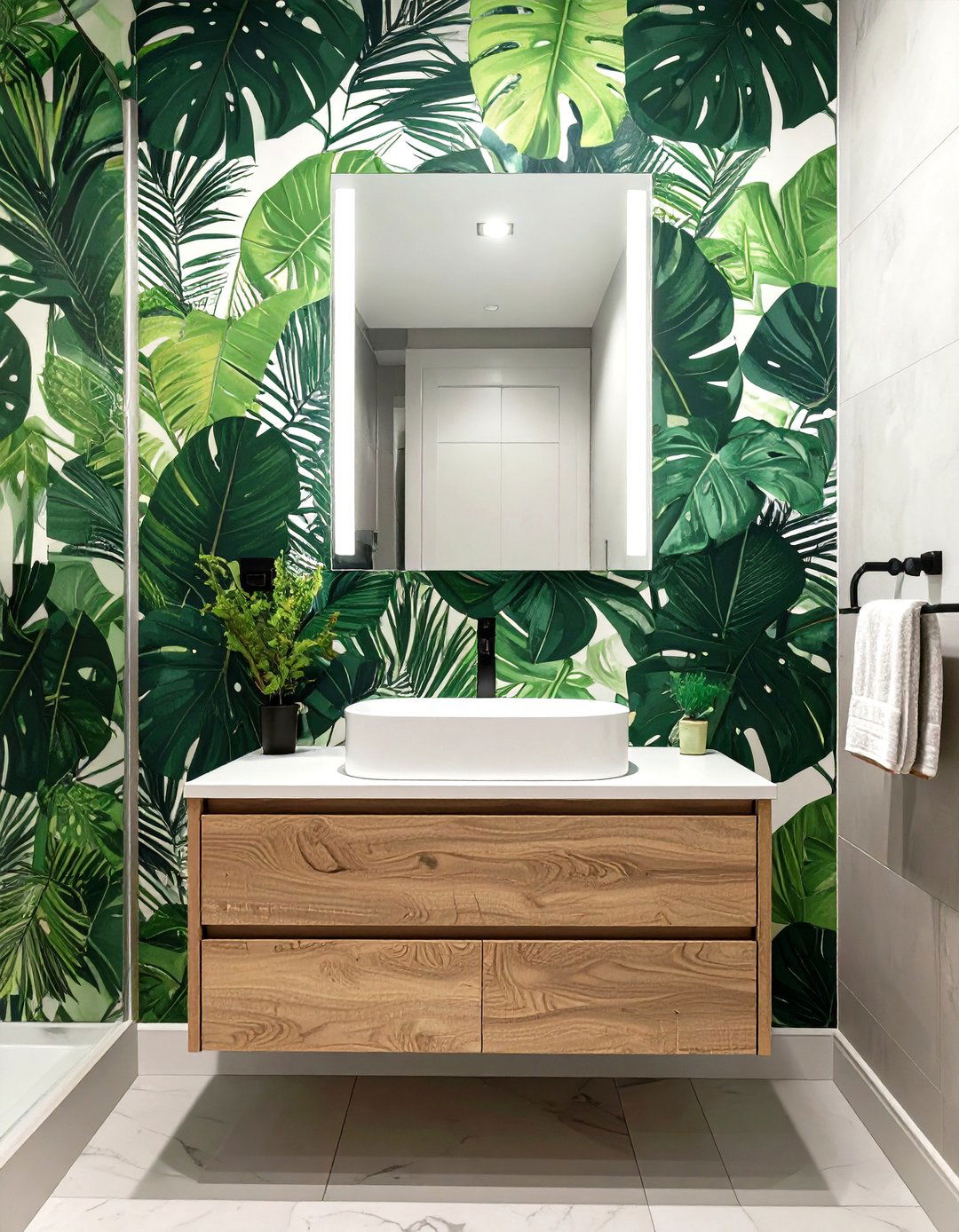 Bold Wallpaper Accent Bathroom - 30 modern bathroom decor ideas